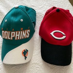 Cincinnati and Dolphins Baseball Caps
